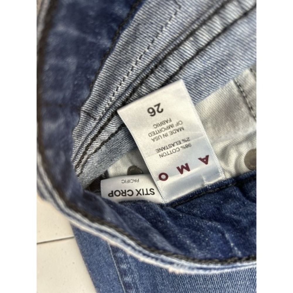 AMO Jeans‎ Womens  Size 26 Pacific Blue Raw Hem Stix Crop Low Rise Luxury - Picture 5 of 10